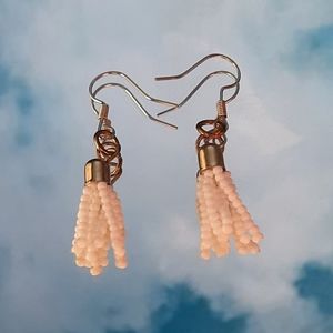 White bead dangle earrings